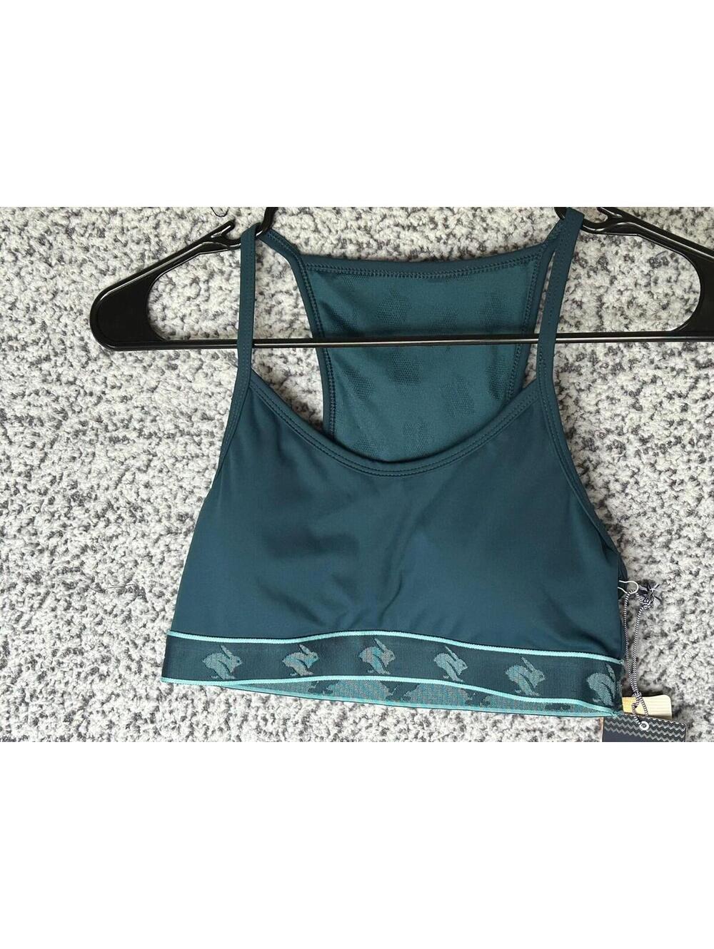 Rabbit Women's Strappy Pocket Bra Reflecting Pond Green Sz X-Small NWT $55 MSRP